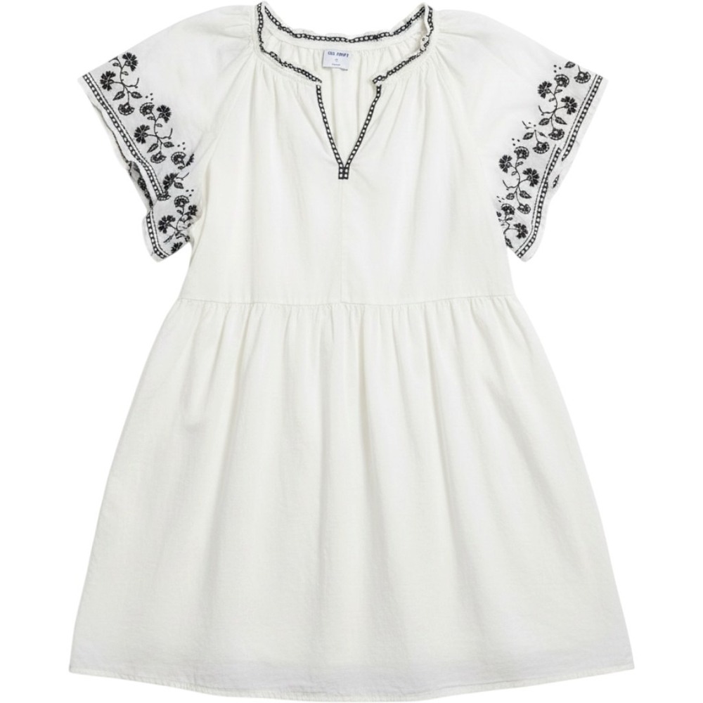 Old Navy Dress Women XL White Cotton Embroidered Cotton Boho Babydoll Pockets - Picture 1 of 10